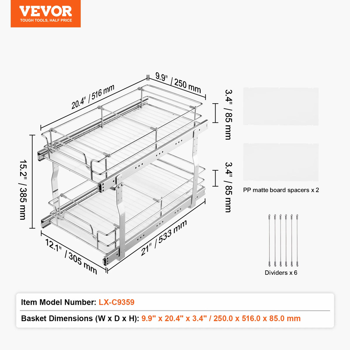 VEVOR Pull Out Cabinet Organizer Sliding Drawer Pantry Storage
