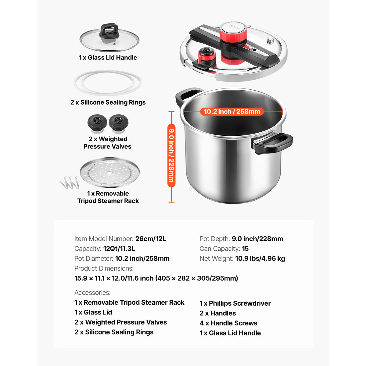 Succebuy Stainless Steel Pressure Cooker With Glass Lid Rack