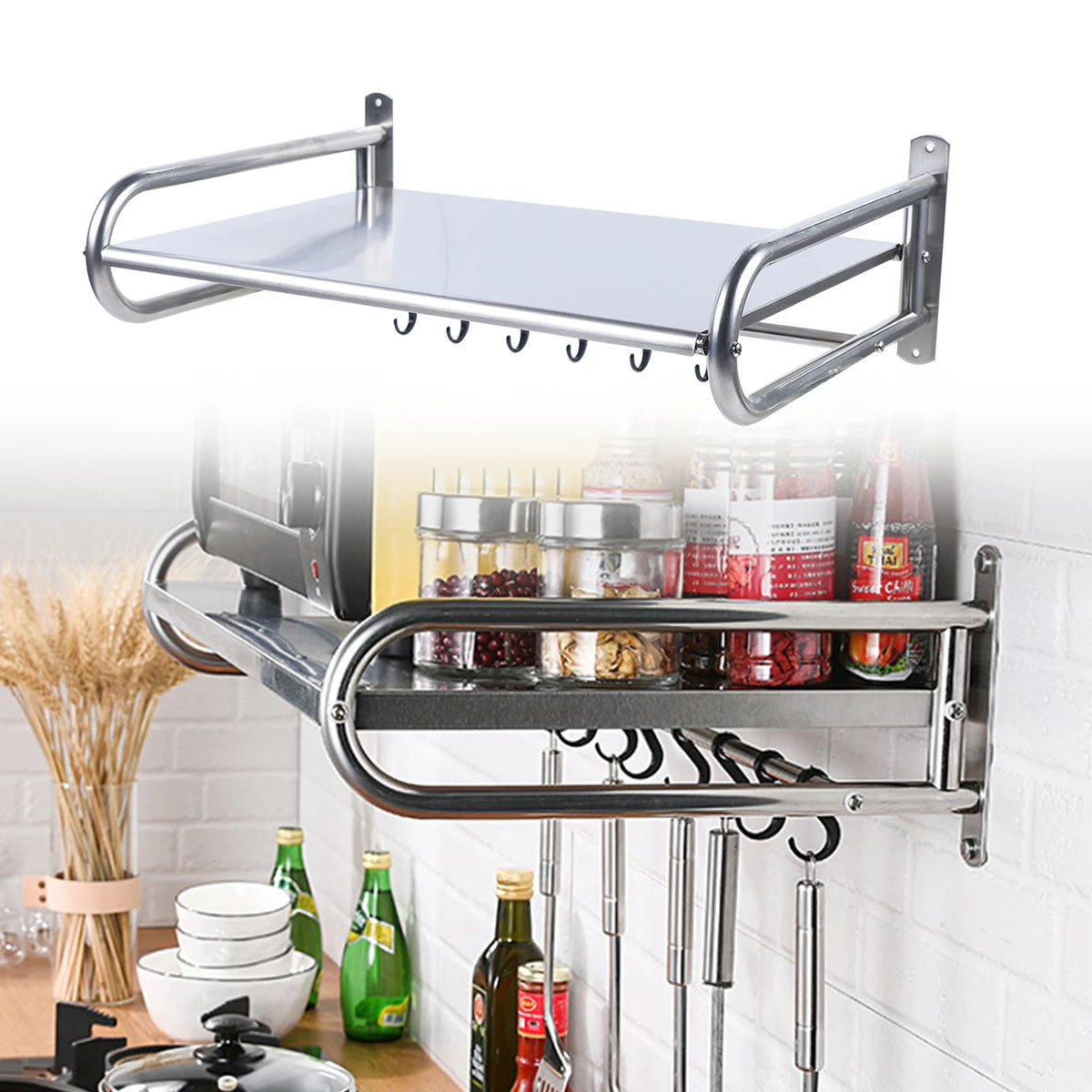Wall Mounted Stainless Steel Microwave Oven Shelf Rack