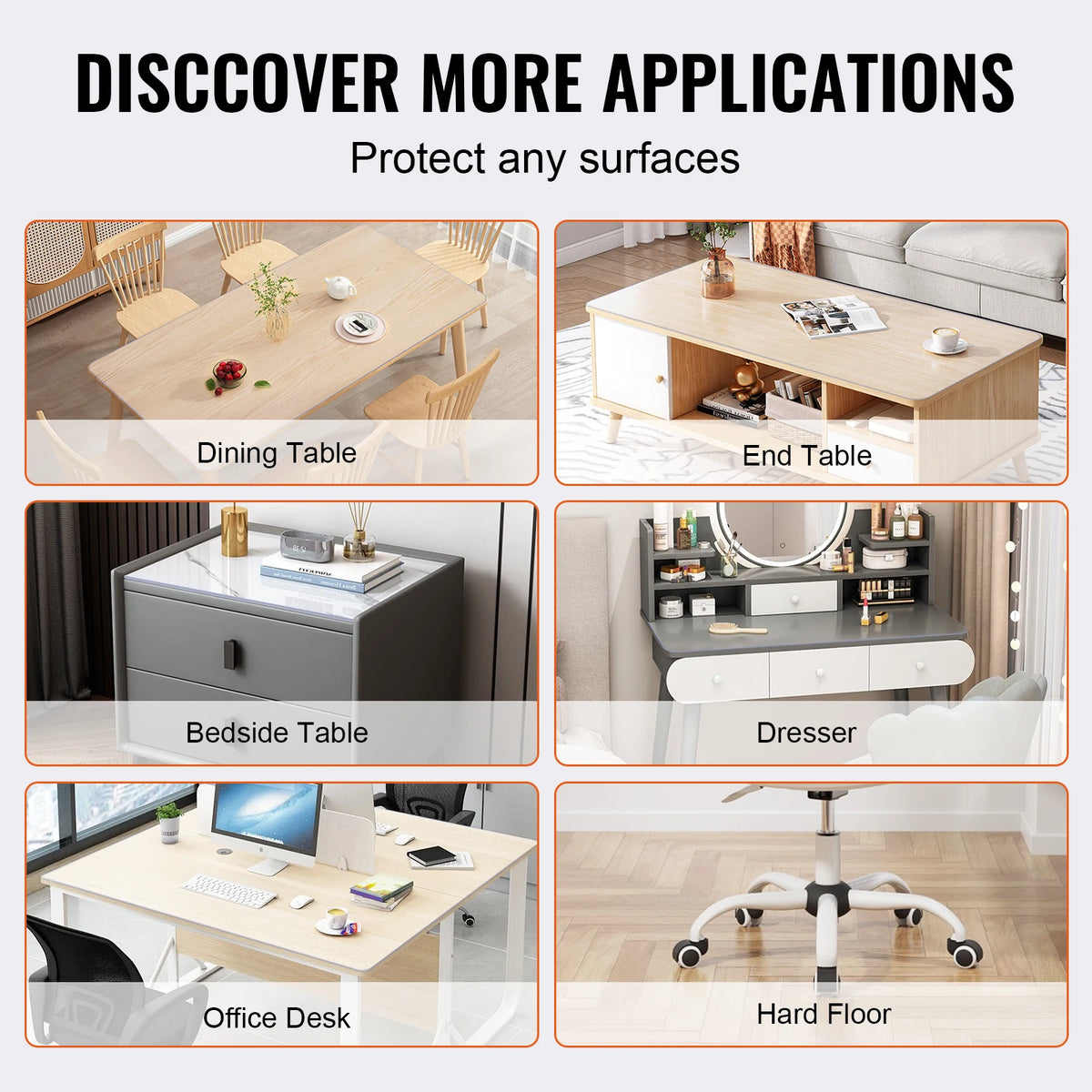 SucceBuy Waterproof PVC Tablecloth And Clear Table Protector