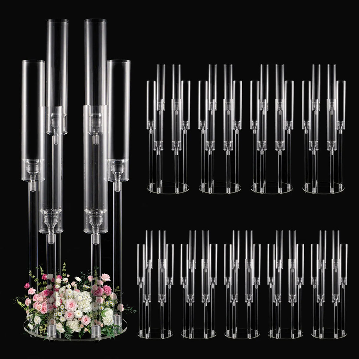 VINCIGANT Six Arm Candelabra Candle Holder For Wedding Party Decor