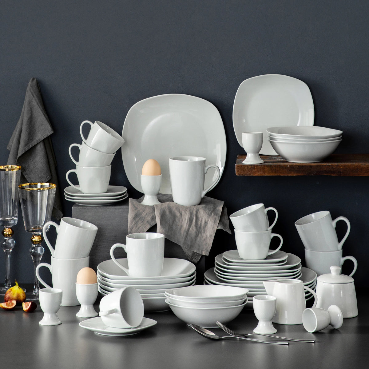 MALACASA Elisa Porcelain Dinnerware Set With Cups And Plates