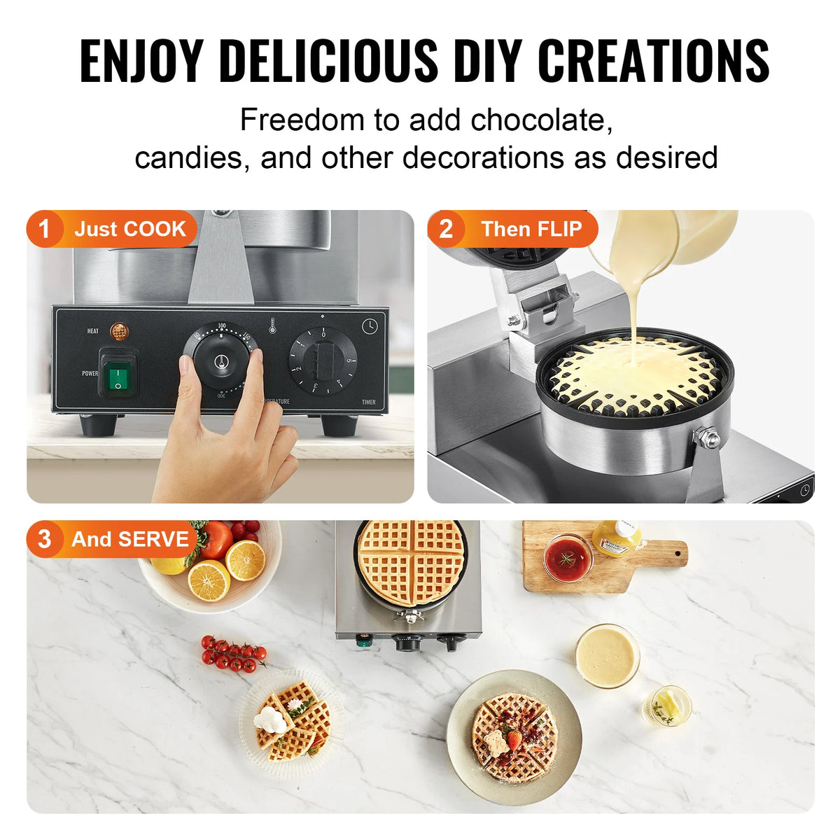 SucceBuy Commercial Belgian Waffle Maker With Adjustable Time Control