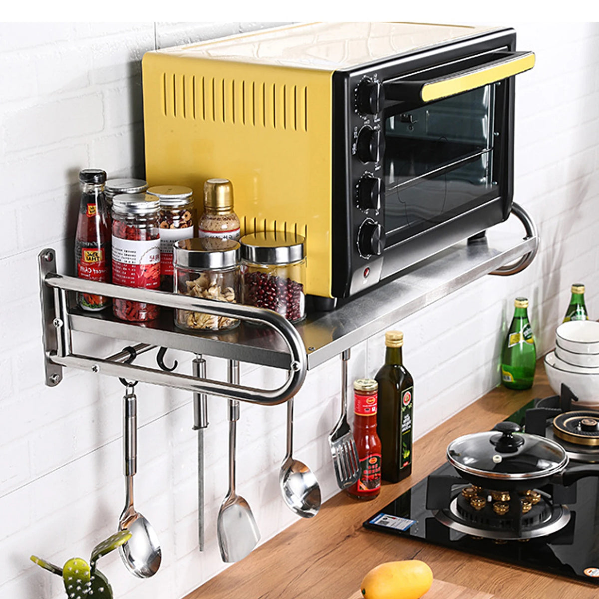 Wall Mounted Stainless Steel Microwave Oven Shelf Rack