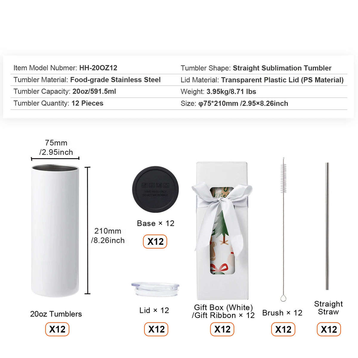 SucceBuy Stainless Steel Sublimation Tumblers for Custom Heat Transfers