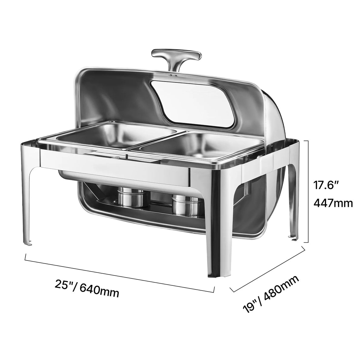 SucceBuy Stainless Steel Roll Top Chafing Dish Buffet Server