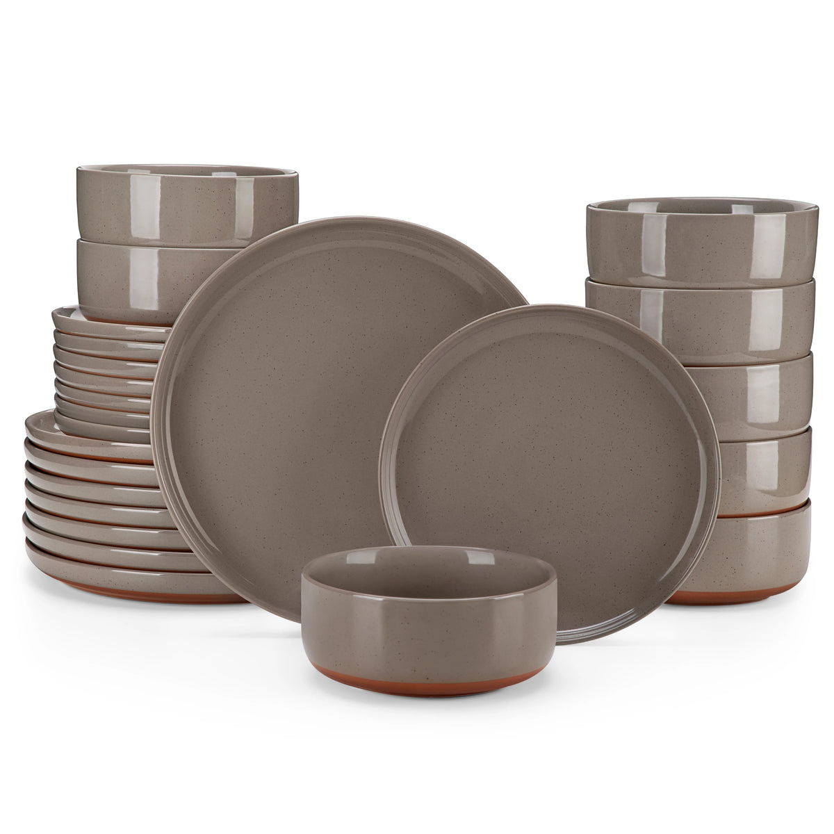 MALACASA TARA Stoneware Dinnerware Set With Curved Edge Design