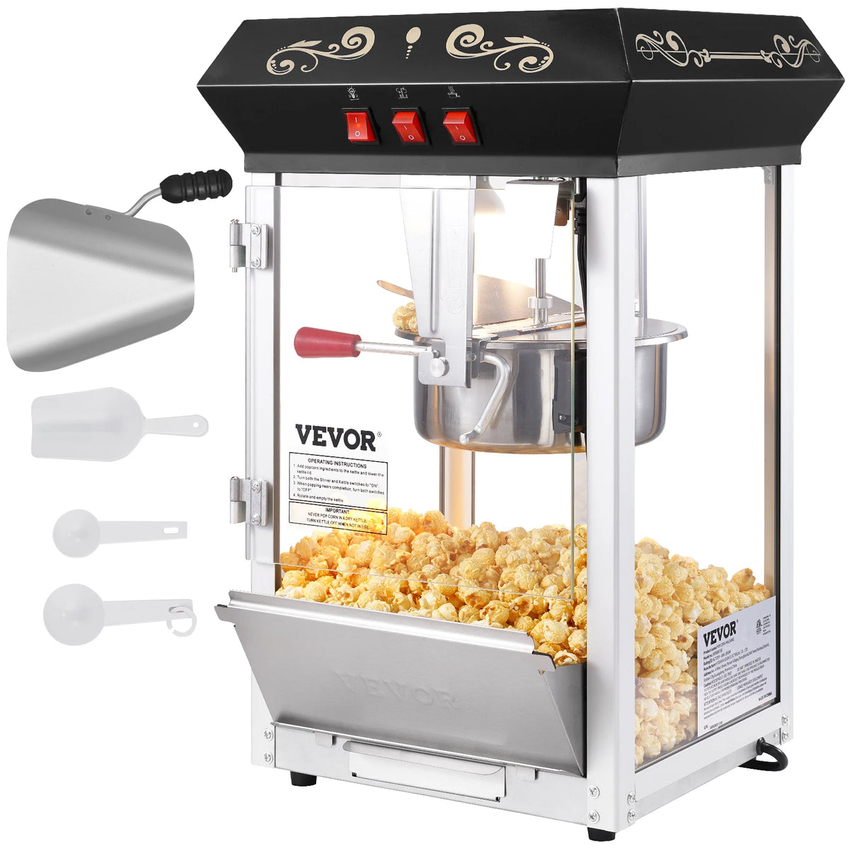 SucceBuy Commercial Popcorn Maker Machine With Tempered Glass