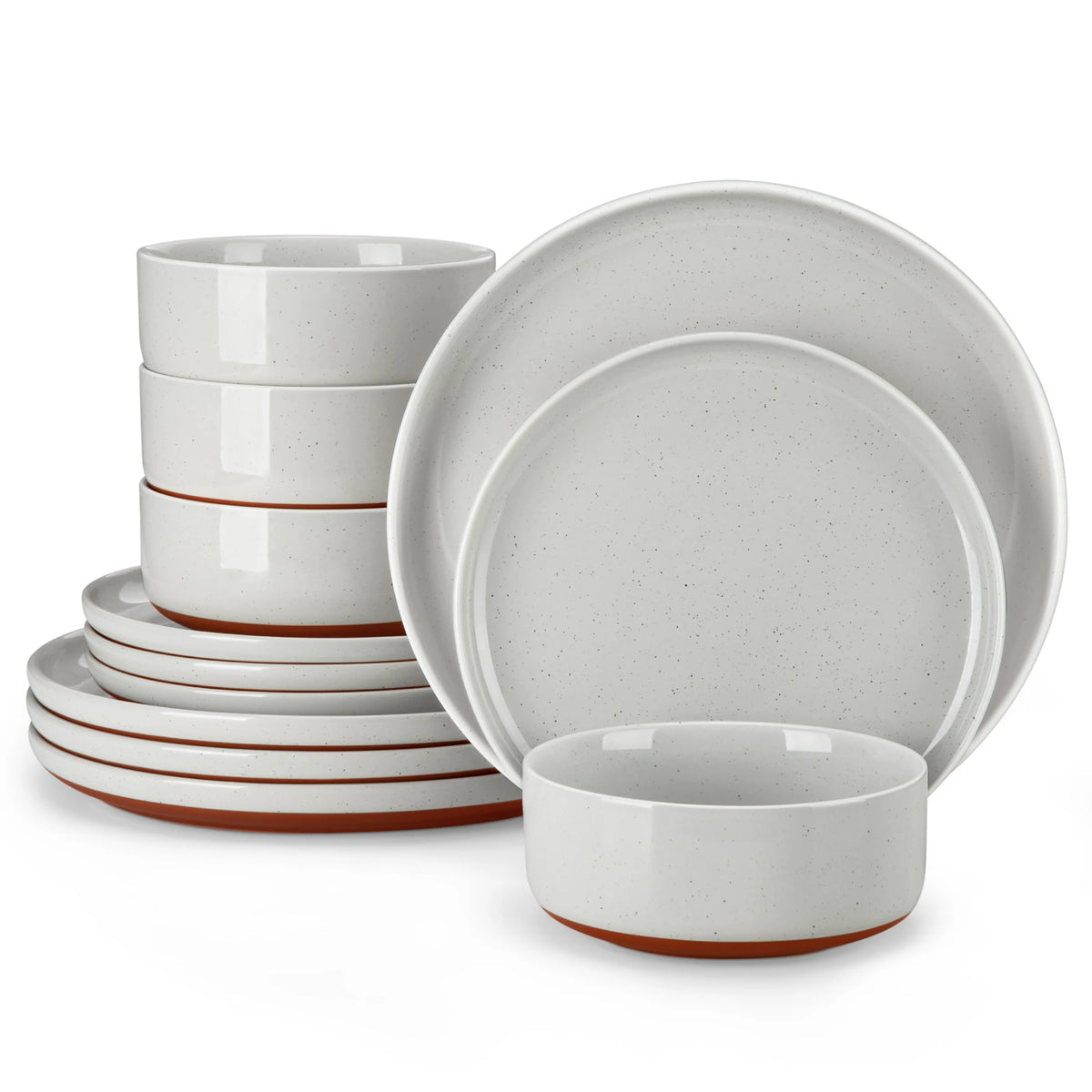 MALACASA TARA Stoneware Dinnerware Set With Curved Edge Design