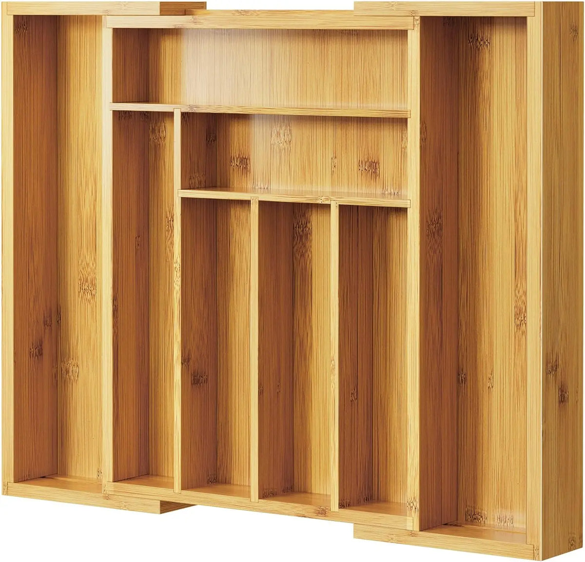 Expandable Bamboo Silverware Drawer Organizer for Kitchen Utensil Storage