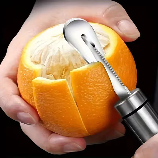 Stainless Steel Citrus Peeler Tool With Handle for Kitchen Use