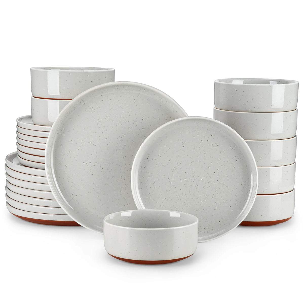 MALACASA TARA Stoneware Dinnerware Set With Curved Edge Design