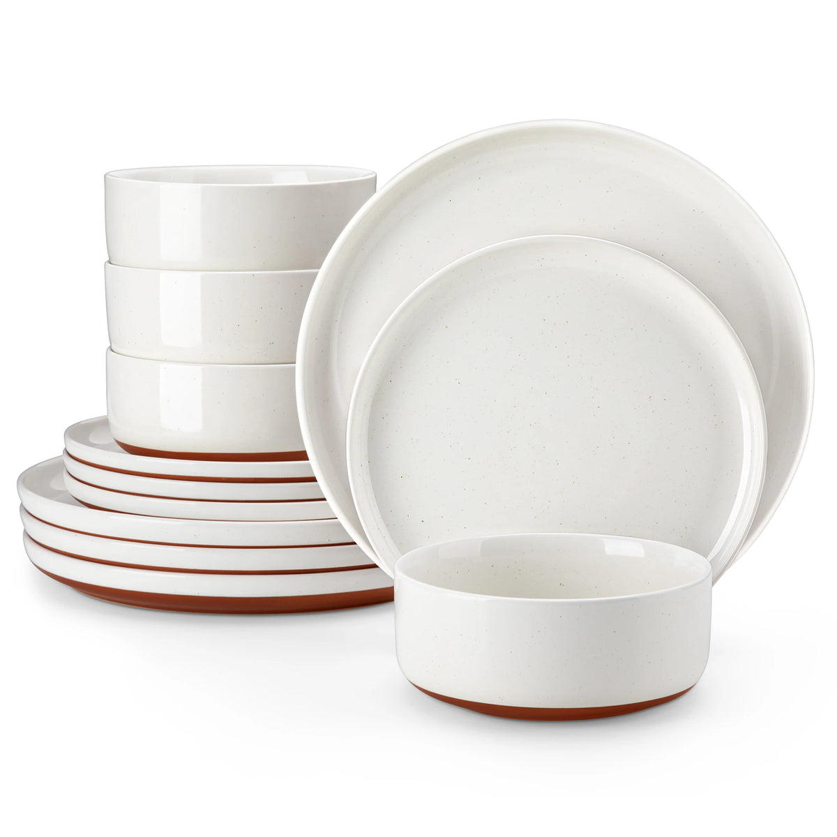 MALACASA TARA Stoneware Dinnerware Set With Curved Edge Design