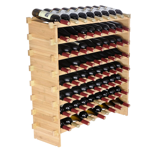 SucceBuy Stackable Bamboo Wine Rack For Kitchen Storage