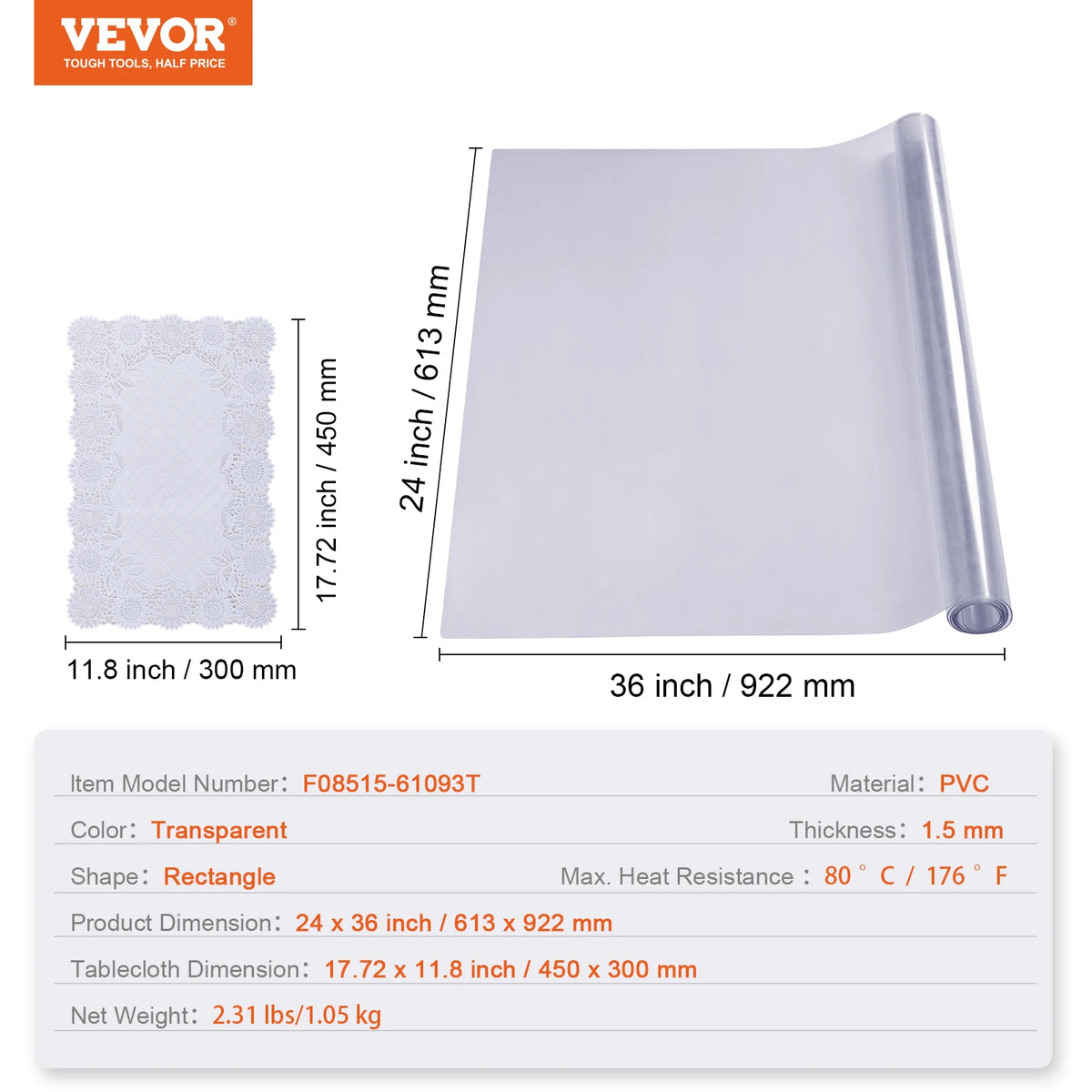 SucceBuy Waterproof PVC Tablecloth And Clear Table Protector