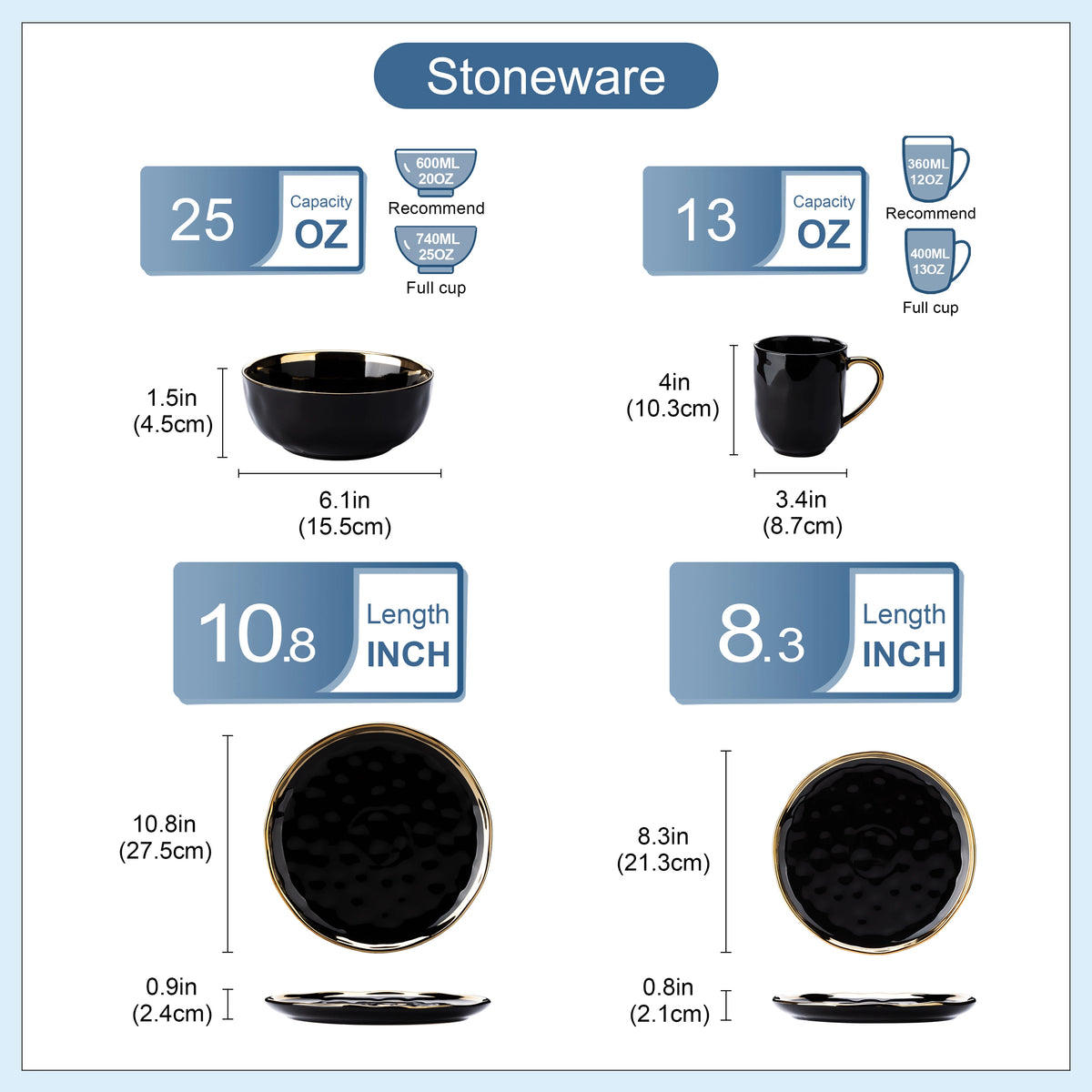 MALACASA Ceramic Dinnerware Set With Plates Bowls And Cups