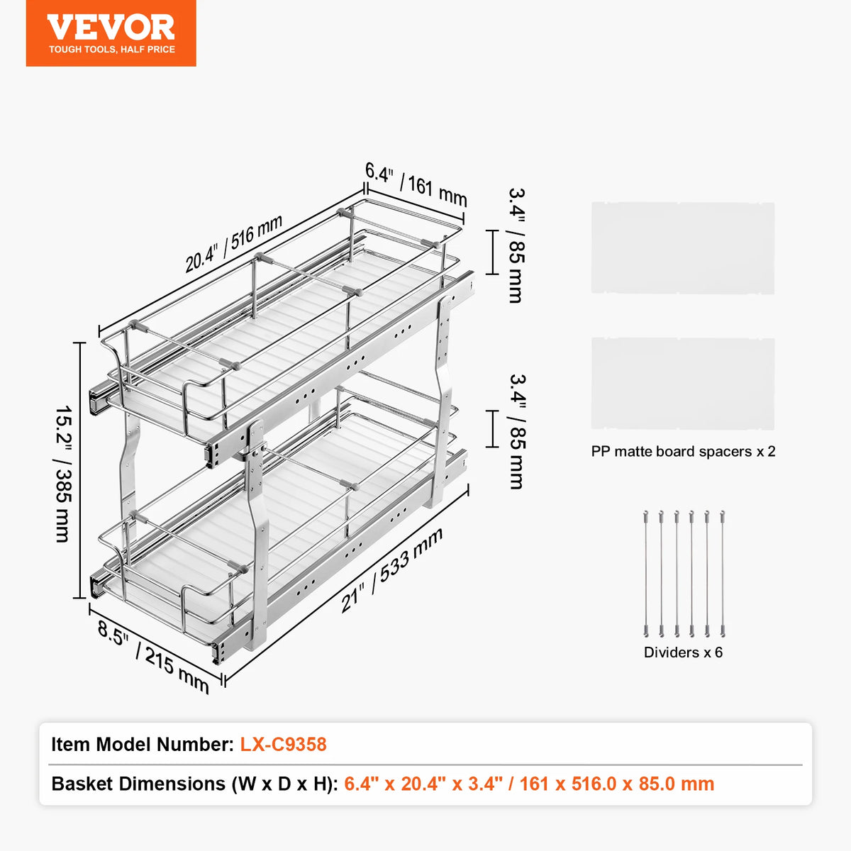 VEVOR Pull Out Cabinet Organizer Sliding Drawer Pantry Storage