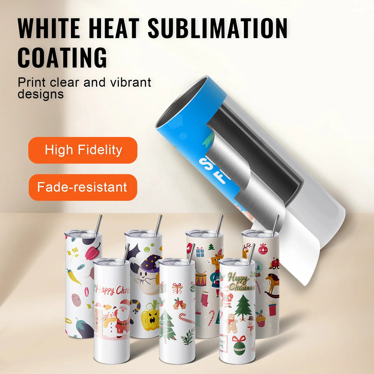 SucceBuy Stainless Steel Sublimation Tumblers for Custom Heat Transfers