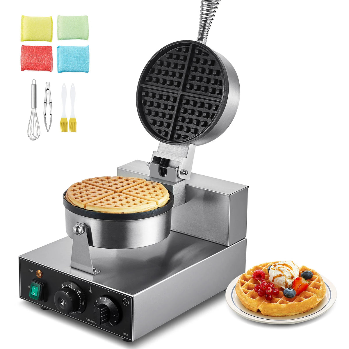SucceBuy Commercial Belgian Waffle Maker With Adjustable Time Control