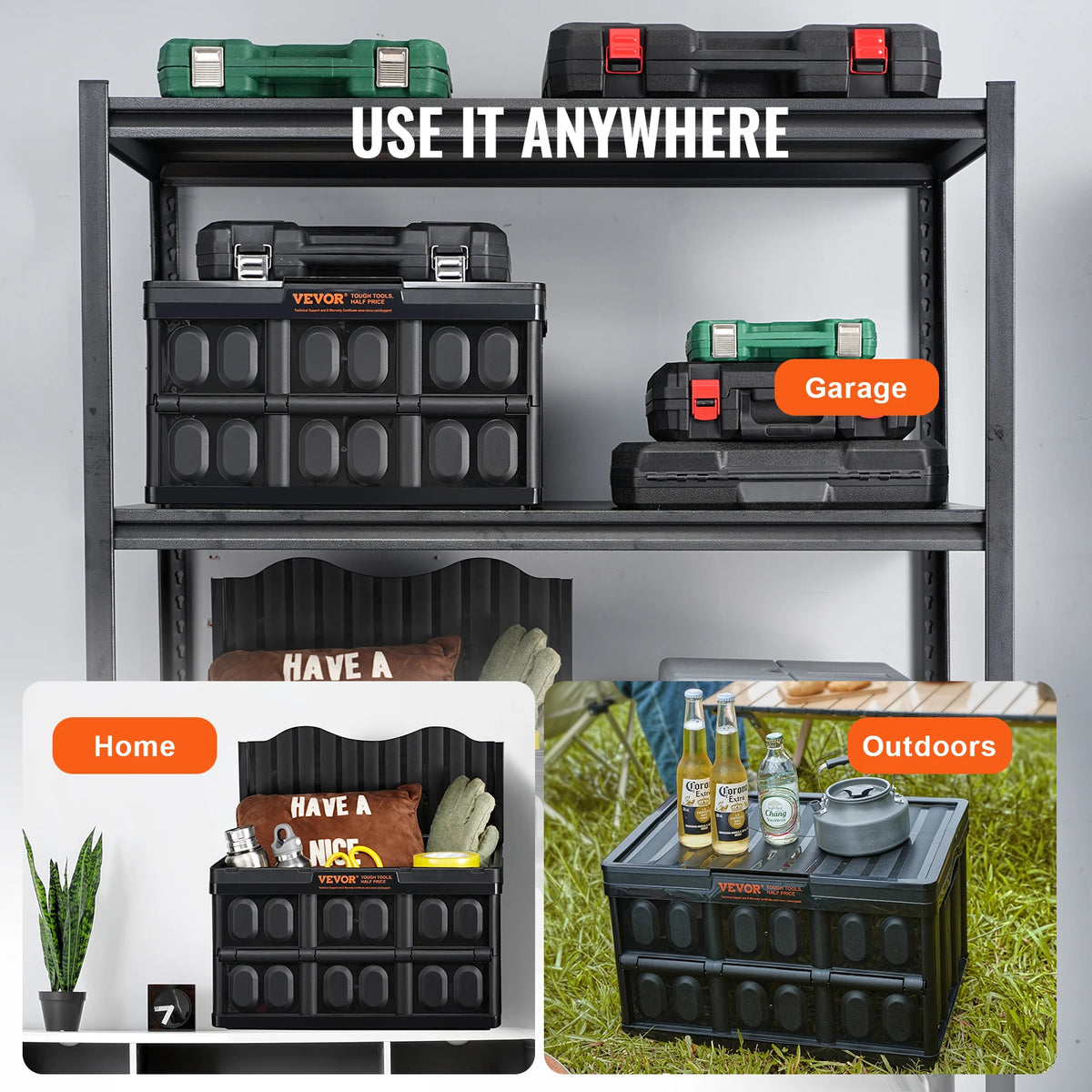 SucceBuy Collapsible Stackable Storage Bins With Lids For Home