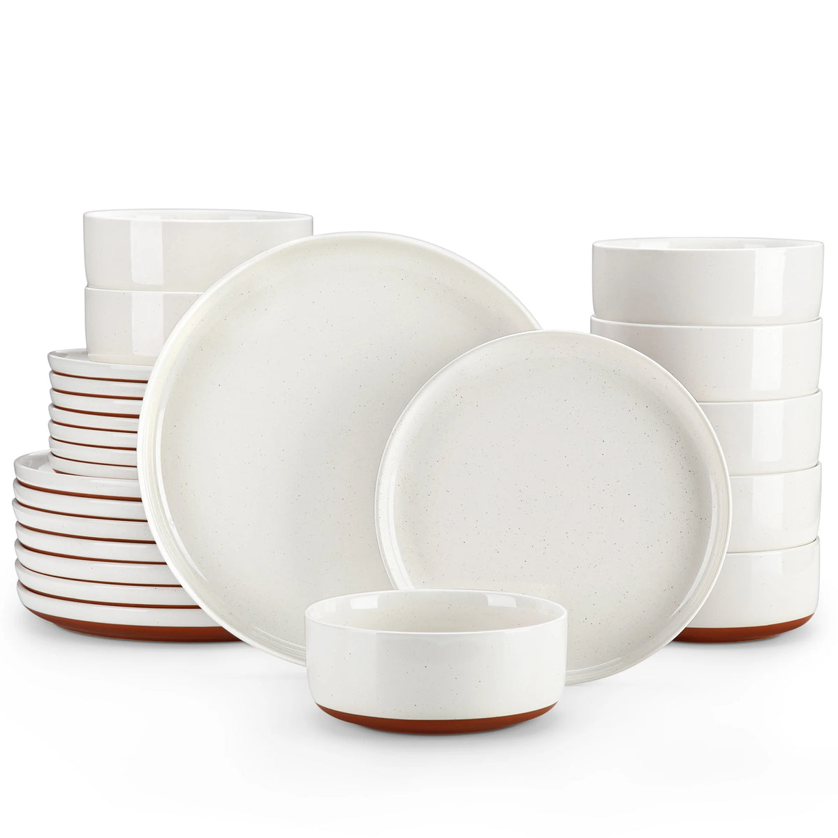 MALACASA TARA Stoneware Dinnerware Set With Curved Edge Design