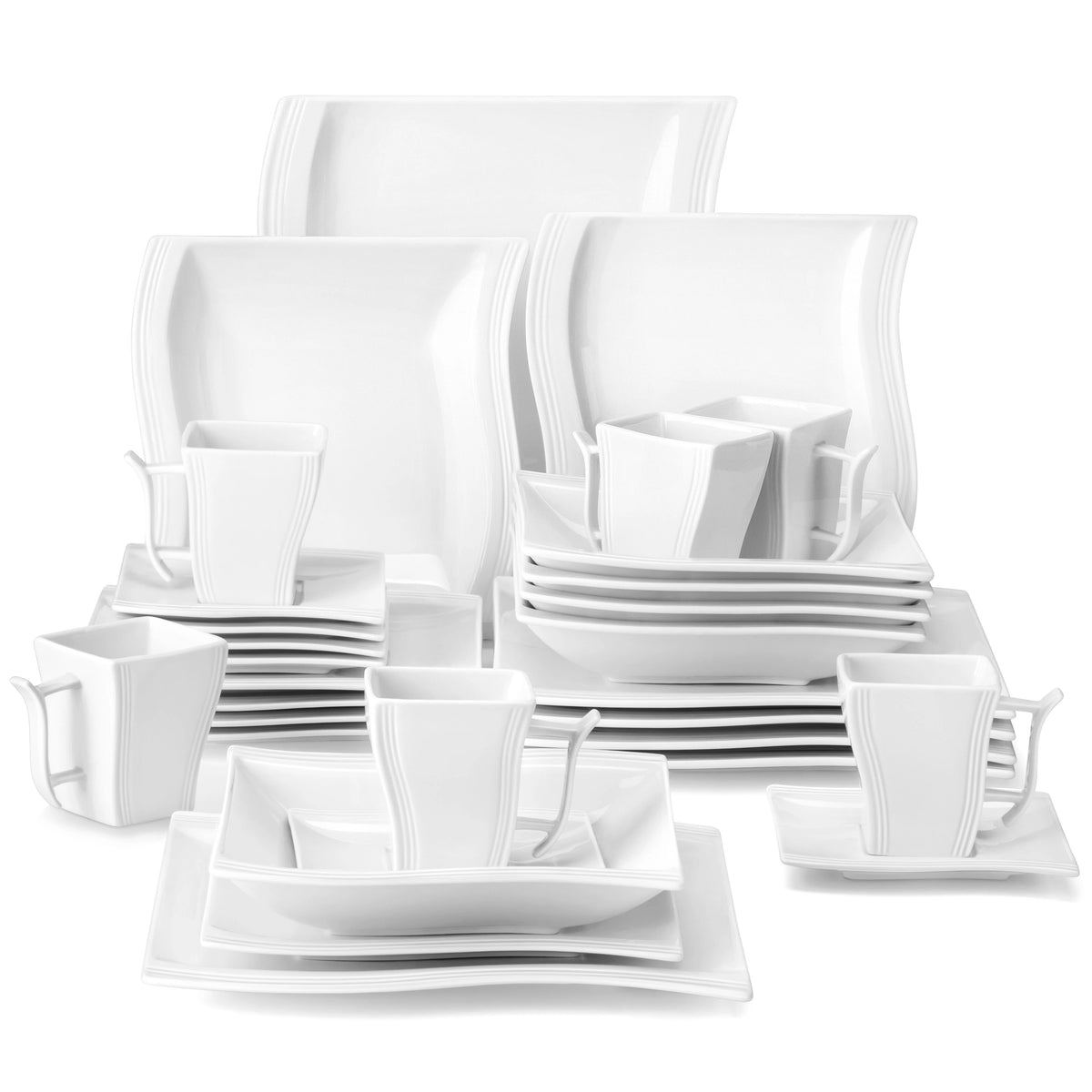 Malacasa Porcelain Dinner Set Complete Tableware Collection For Home
