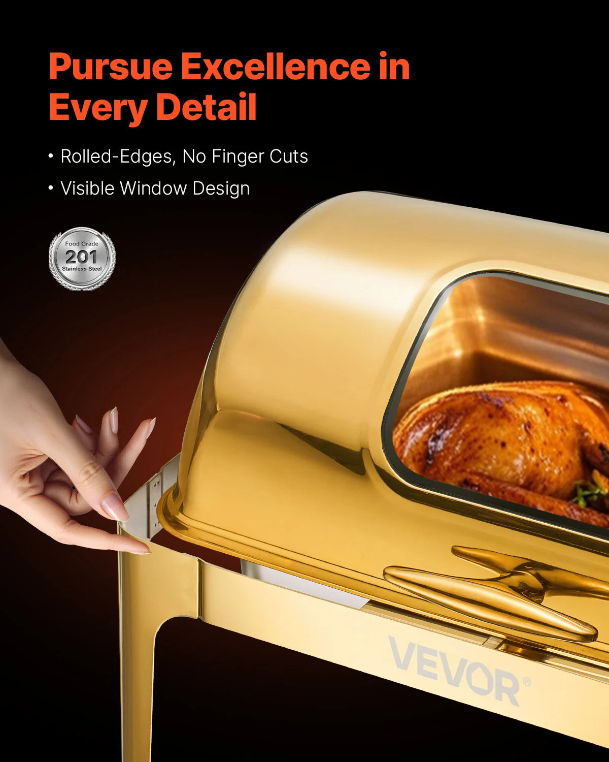 SucceBuy Stainless Steel Roll Top Chafing Dish Buffet Server