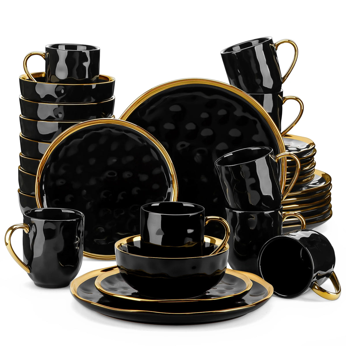 MALACASA Ceramic Dinnerware Set With Plates Bowls And Cups