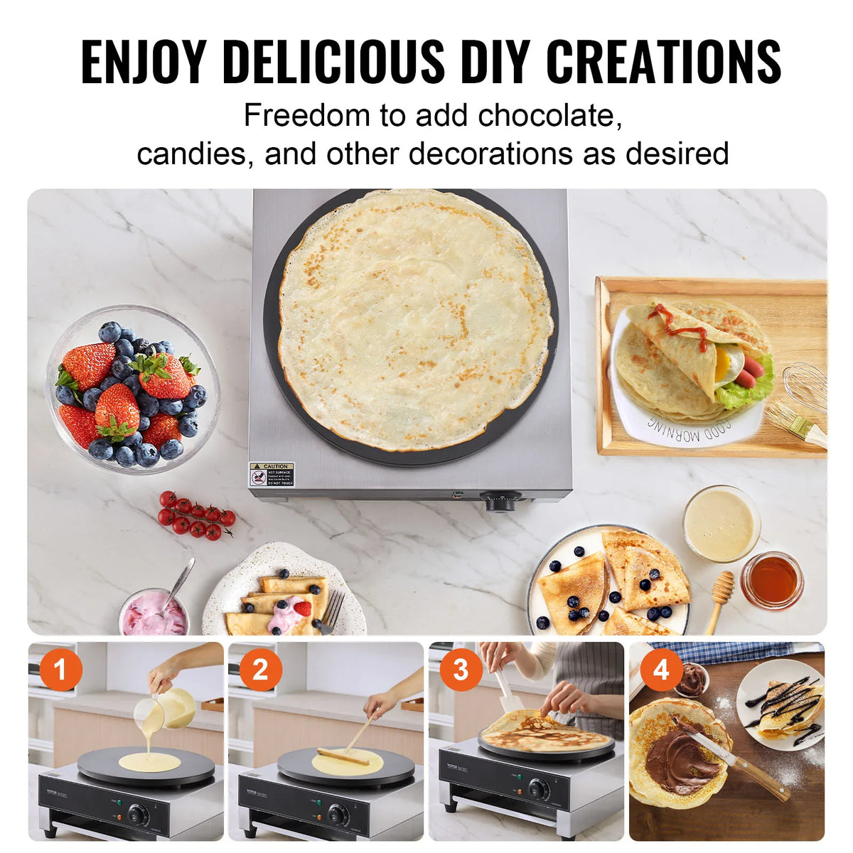 SucceBuy Electric Crepe Maker Nonstick Commercial Pancake Griddle