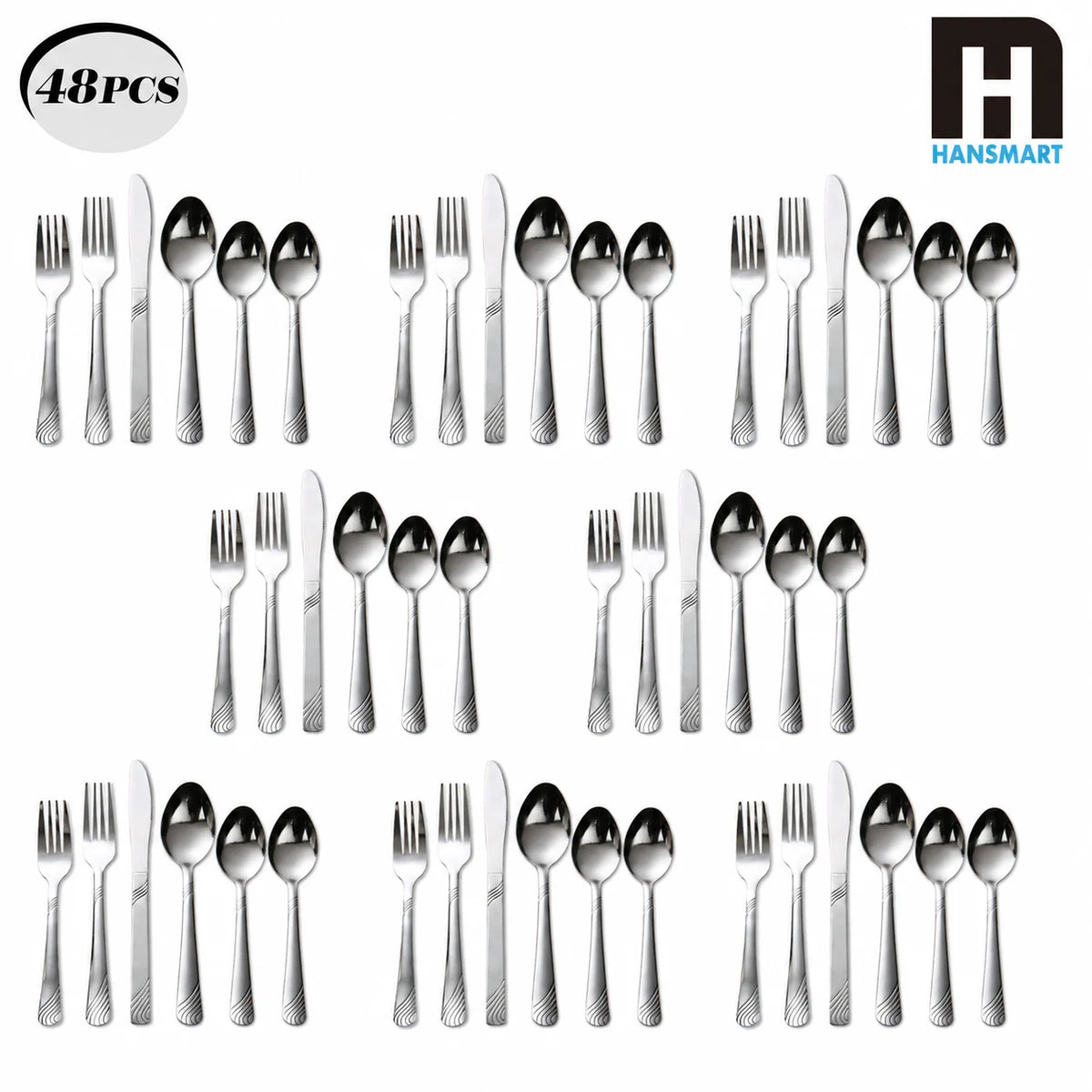 HANSMART Stainless Steel Flatware Cutlery Set for Dining and Tableware