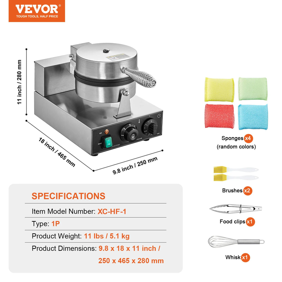 SucceBuy Commercial Belgian Waffle Maker With Adjustable Time Control