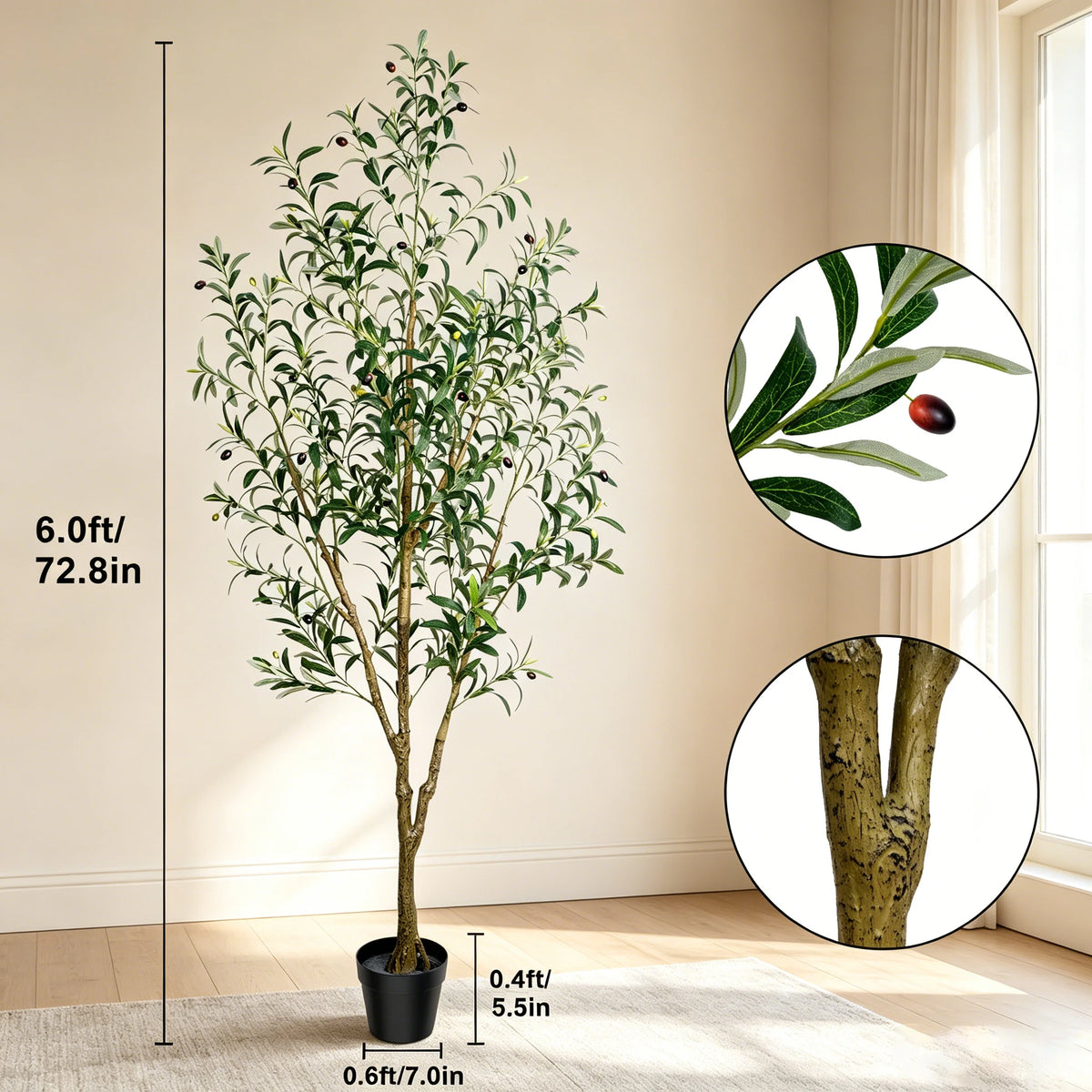 Olitree Artificial Olive Tree With Lifelike Fruit For Home Decor
